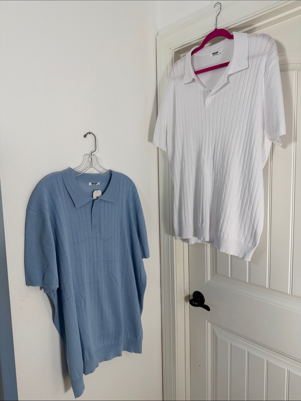 Set of 2 Coofandy Light Knit Polos - Blue & White Sz 2XL